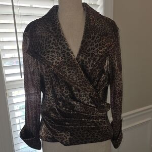 Cachet Animal Print Wrap Blouse